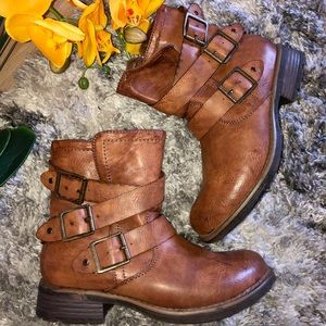 Cathy Jean Brown Ankle Boots with belt buckels